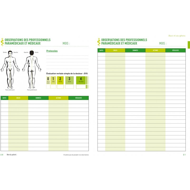  Carnet de Suivi Patient pour INFIRMIER et INFIRMIERE