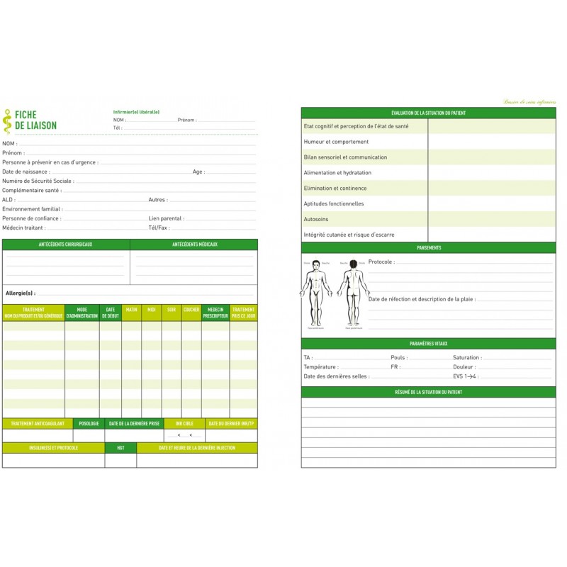 Carnet de suivi patient infirmier infirmière: Cahier à remplir par